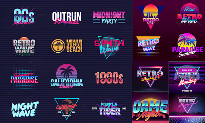 Gig Preview - Make 80s 90s 70s retro vintage logo chrome synthwave and neon styles