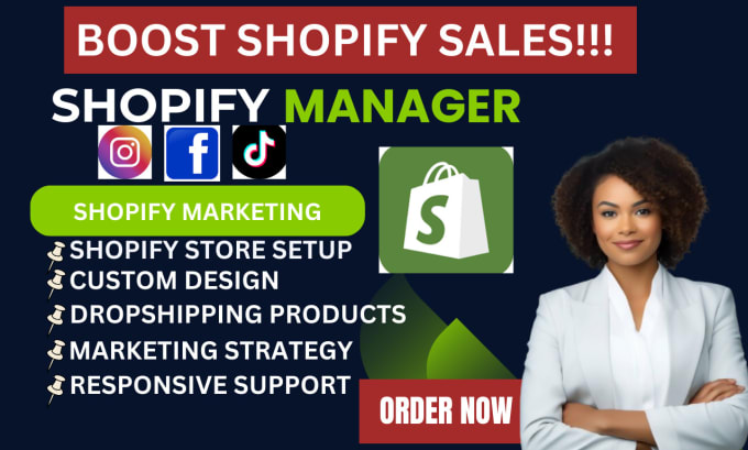 Gig Preview - Do shopify store marketing manager sales virtual assistant promotion facebook ad