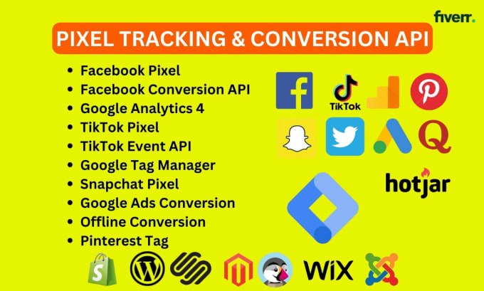 Gig Preview - Setup facebook conversion API, tiktok pixel, pinterest tag, ga4 with GTM