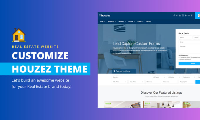 Gig Preview - Customize houzez theme and build real estate website