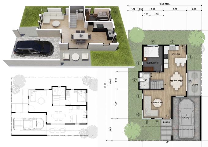 Gig Preview - Draw a realistic 2d or 3d floor plan