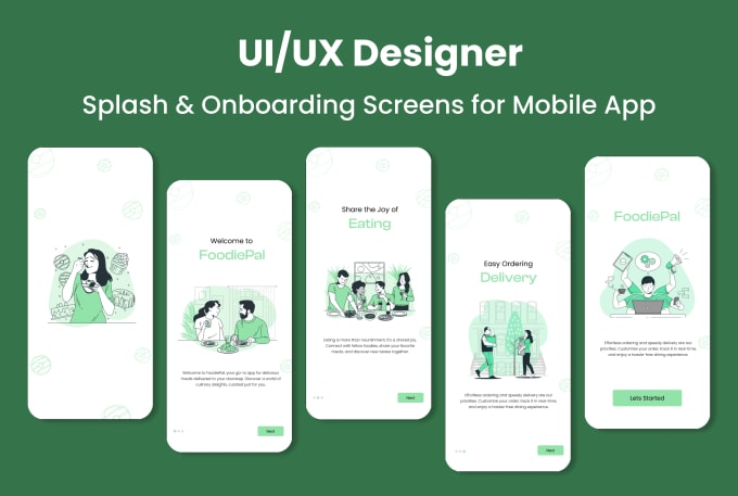 Gig Preview - Design splash screens and onboarding screens for mobile app