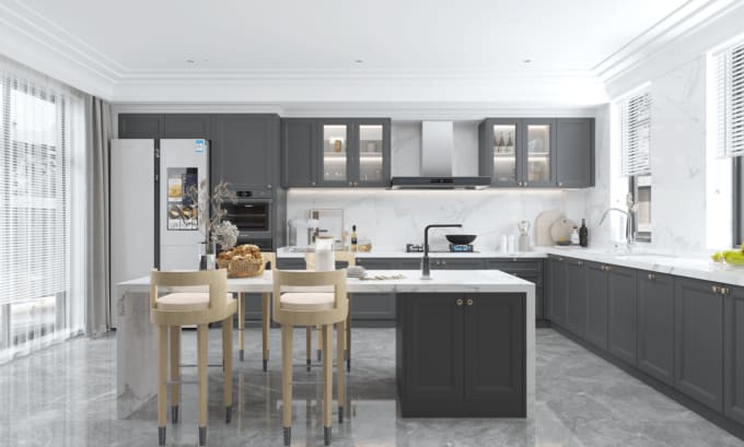 Gig Preview - Kitchen interior design in 3d and render