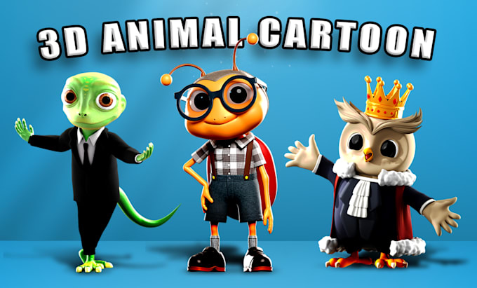 Gig Preview - Design cute chibi 3d modeling character animal, cartoon character and rendering