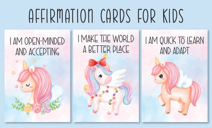 Gig Preview - Design personalized affirmation cards for kids