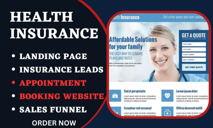 Gig Preview - Design health insurance landing health insurance website insurance sales funnel