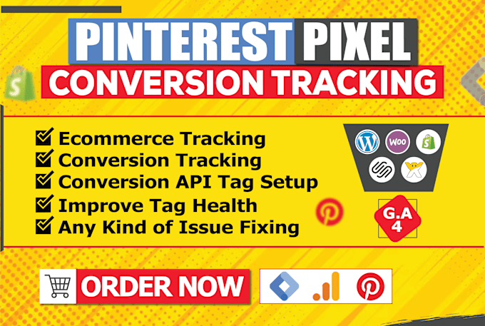 Gig Preview - Setup or fix pinterest pixel tag and conversion API tracking using GTM, ga4