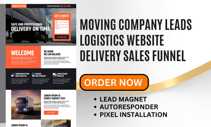 Gig Preview - Generate moving company leads logistics leads via logistics website sales funnel