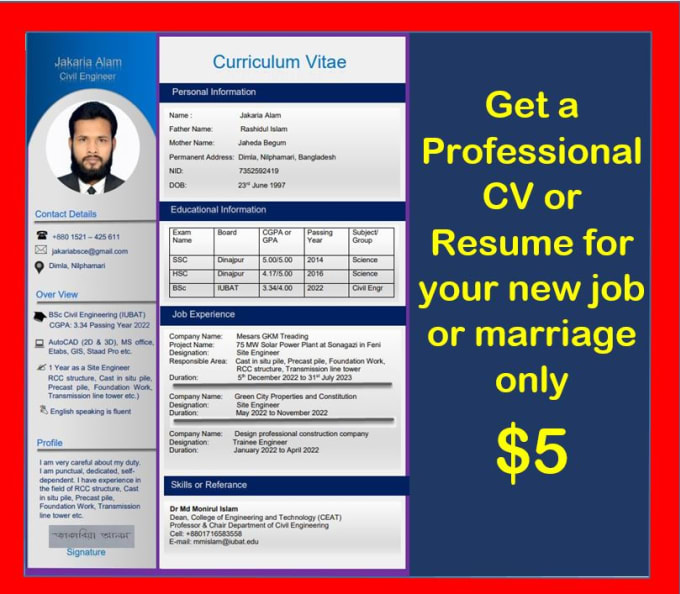 Gig Preview - Make your CV or resume