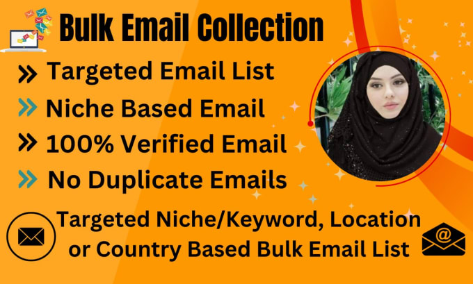 Gig Preview - Do bulk email collection active niche targeted email list for email marketing