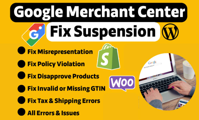 Gig Preview - Fix google merchant center suspension and misrepresentation