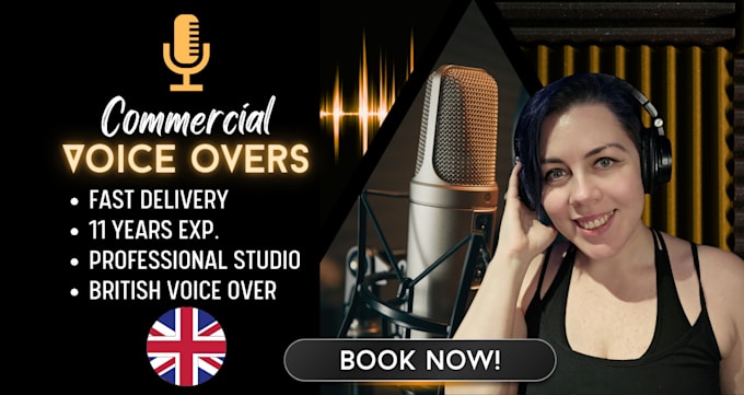 Gig Preview - Studio quality human female british commercial voice over