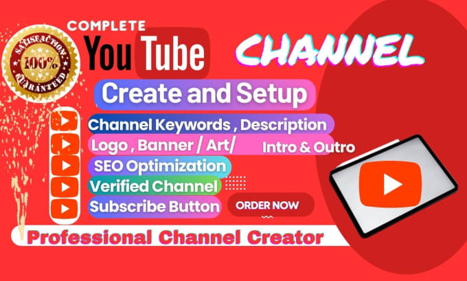 Gig Preview - Create and setup youtube channel with logo, art, intro, outro