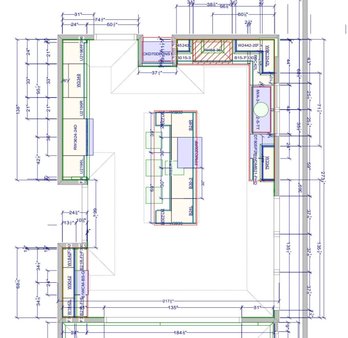 Gig Preview - Design your kitchen or bath for 2d layout and cabinet plans