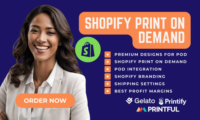 Gig Preview - Do shopify print on demand store with printful, printify, gelato print on demand