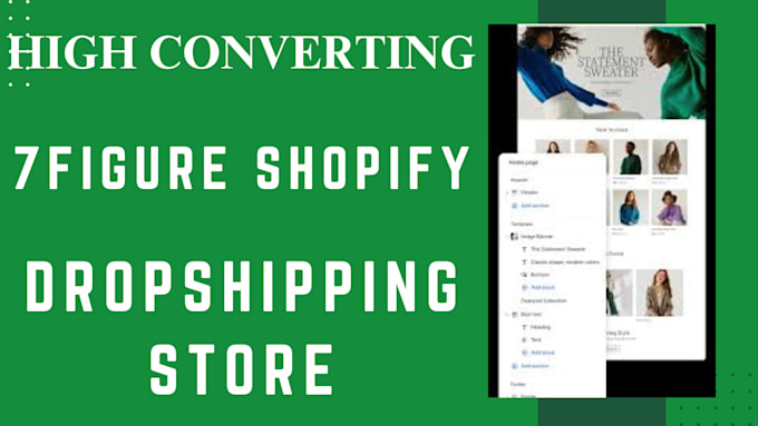 Gig Preview - Create 7 figure shopify dropshipping store, shopify store or shopify website