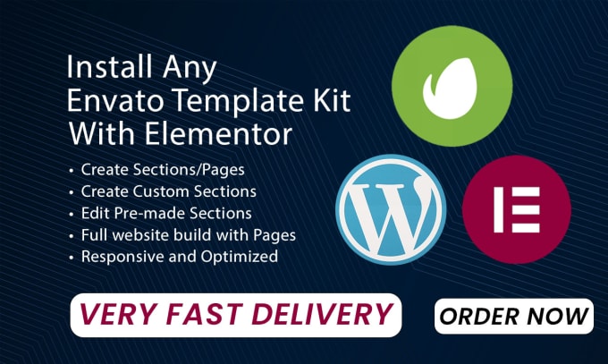 Gig Preview - Install and edit any envato template kits with elementor