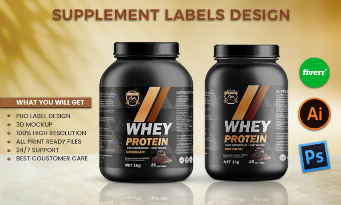 Gig Preview - Do preworkout whey protain supplement label design