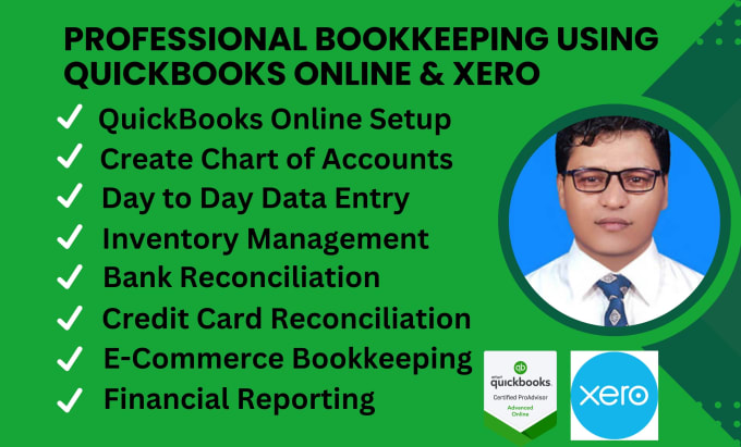 Gig Preview - Do professional bookkeeping using quickbooks online and xero