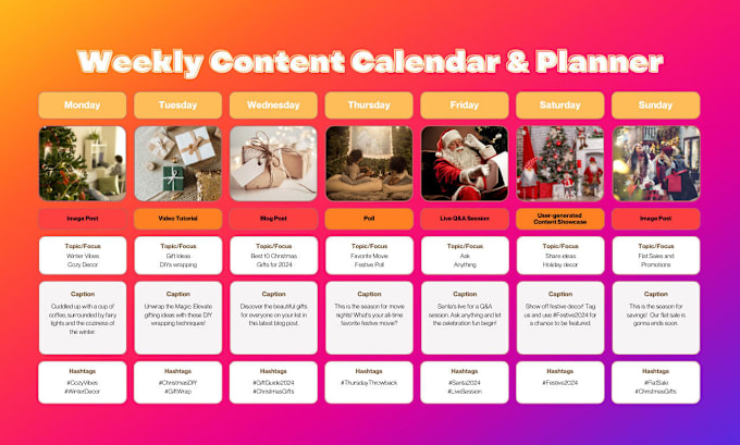 Gig Preview - Create a content calendar for your instagram account