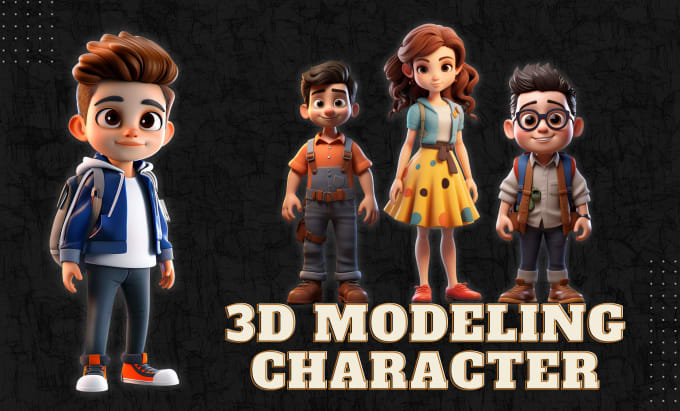 Gig Preview - Design 3d modeling character cartoon for 3d game, printing and rendering