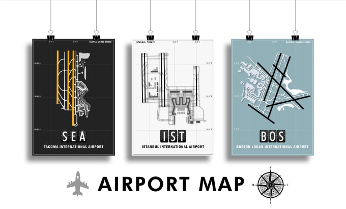 Gig Preview - Create airport map posters, runway layout prints