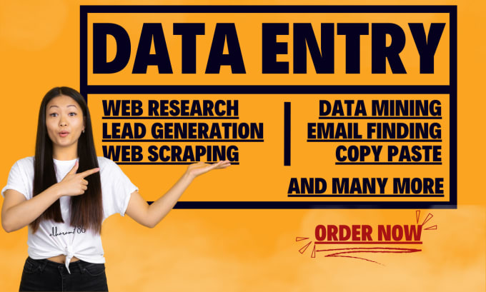 Gig Preview - Excel data entry typing work jobs, web research, copy paste, scraping, mining