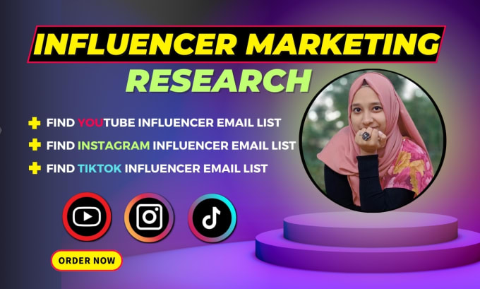 Gig Preview - Find best youtube instagram tiktok influencers and email leads