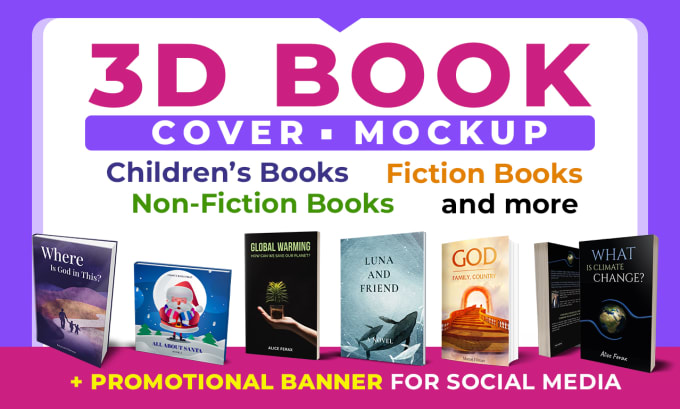 Gig Preview - Create 3d book mockup for childrens book fiction nonfiction and other