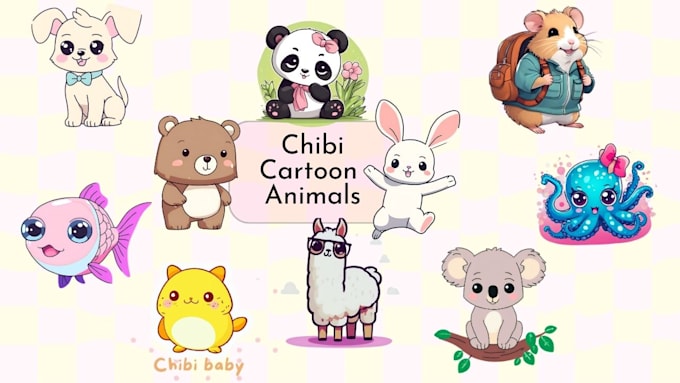 Gig Preview - Draw digital animal illustration sets for selling on etsy