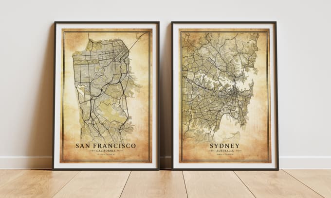 Gig Preview - Design a vintage, old style city map poster, any city, any country