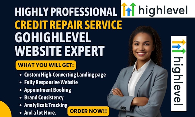 Gig Preview - Design gohighlevel credit repair website business loan debt settlement website