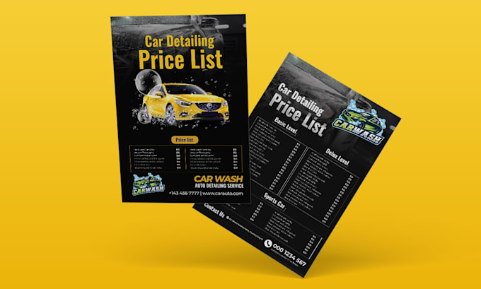 Gig Preview - Design a professional car wash flyer, detailing price list, auto detailing menu