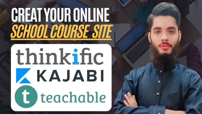 Gig Preview - Thinkific, teachable, podia, kajabi course website, figma web design