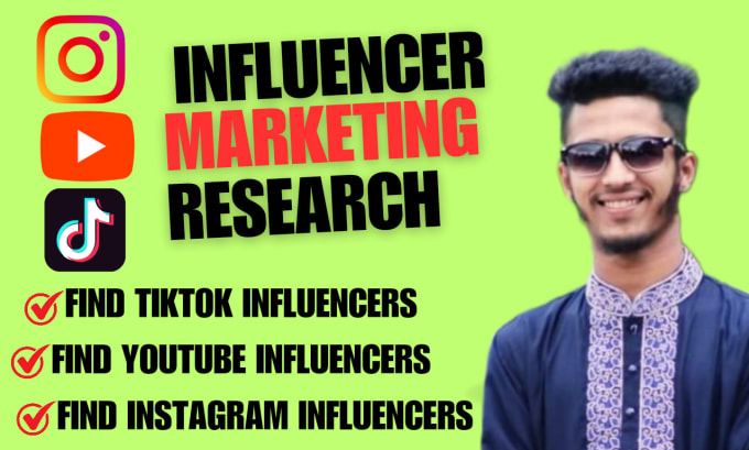 Gig Preview - Find best instagram, youtube, tiktok influencer list for your niche