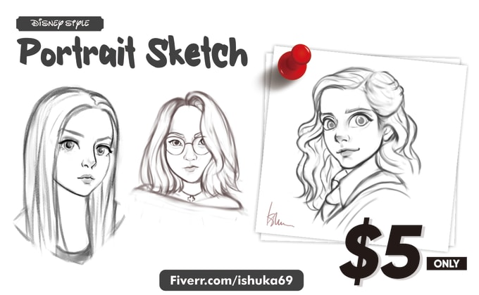 Gig Preview - Draw your photo into disney portrait sketch illustration