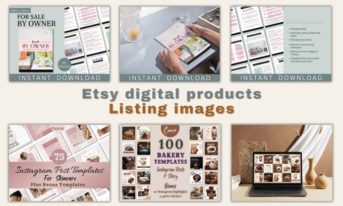 Bestseller - create etsy mockups, etsy listing thumbnails, etsy banners for digital products