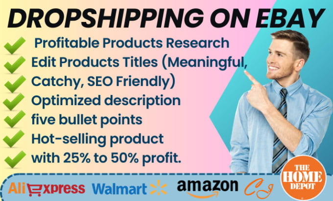 Gig Preview - Do walmart aliexpress amazon to ebay dropshipping listings