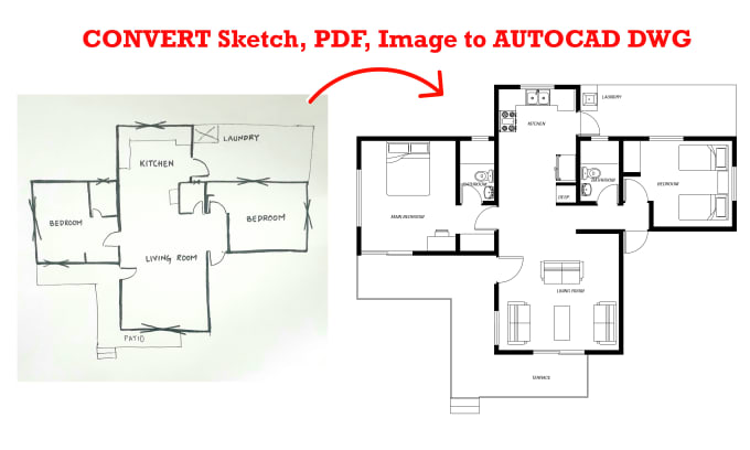 Gig Preview - Convert pdf sketch or any image to autocad 2d drawing