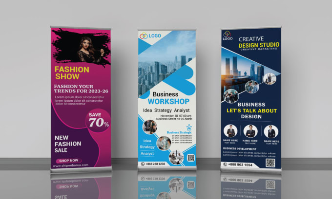 Gig Preview - Create modern roll up, pull up, stand banner and banner ads design in 24 hours