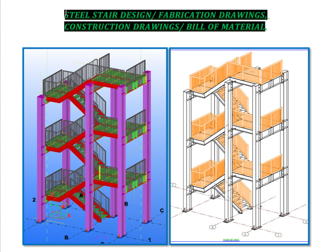 Gig Preview - Create metal steel stair with detail drawings