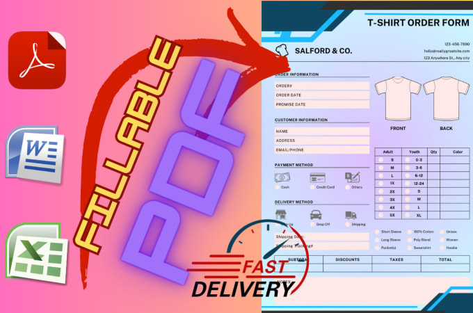 Gig Preview - Design invoice, order form, fillable PDF with conditions