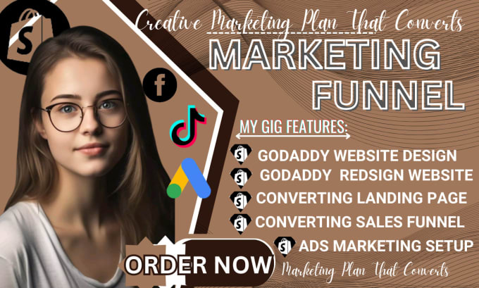 Gig Preview - Design godaddy website, godaddy landing page, godaddy sales funnel, redesign