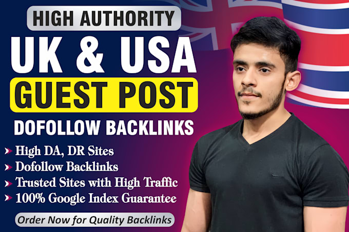 Gig Preview - Publish on high da UK guest post USA guest post  dofollow backlinks