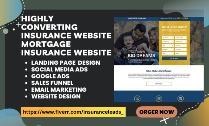 Gig Preview - Design insurance website health insurance website mortgage insurance lead funnel