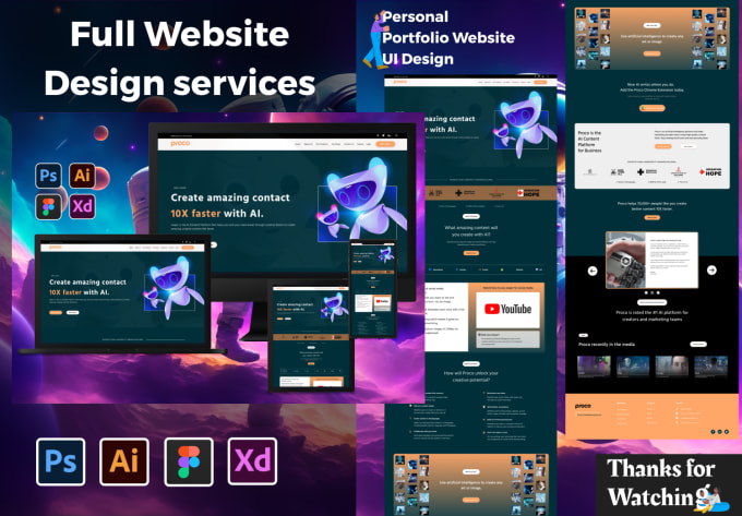 Gig Preview - Custom website UI UX design in figma or adobe xd or figma