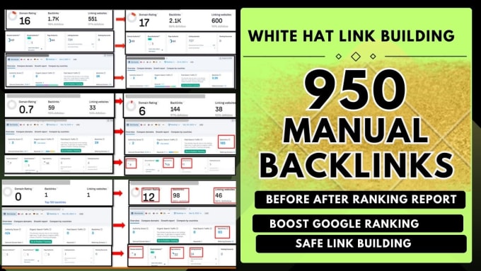 Gig Preview - White hat contextual dofollow manual SEO backlinks with ranking report