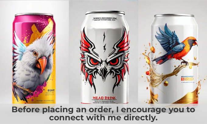 Gig Preview - Create energy drink, soda, beer, juice can label design