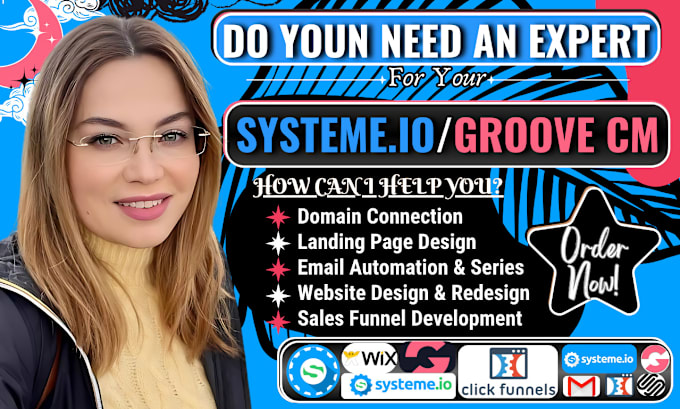 Gig Preview - Do systeme io sales funnel, groove funnel, send email automation on systemeio