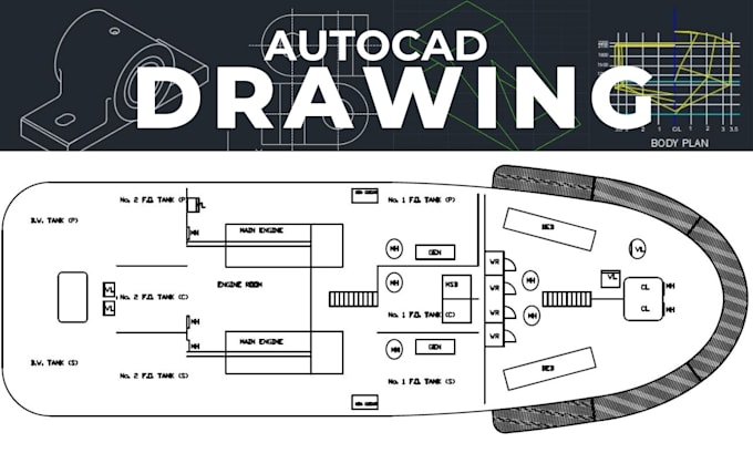 Gig Preview - Draw autocad 2d, 3d drawings of ship craft, mechanical, technical drawing